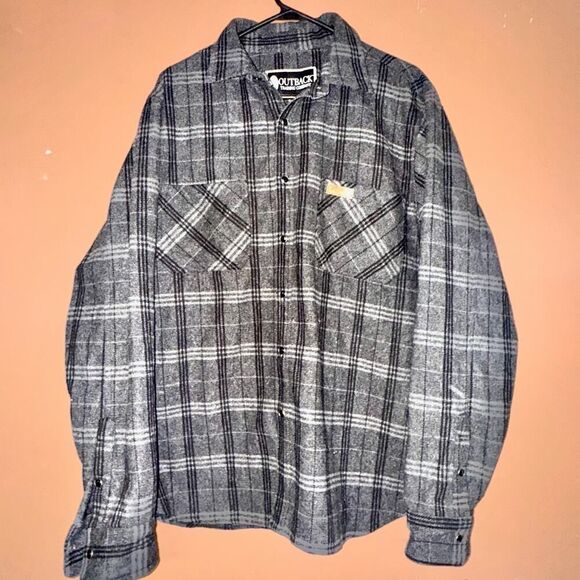 Outback Trading Company Fleece Flannel - Black Gray - Large - Picture 1 of 9